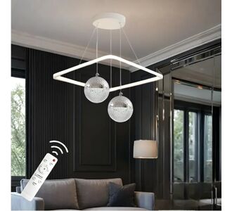 Stewehome Κρεμαστό Φωτιστικό Eva Διπλό Λευκό Χρώμιο LED με Τηλεχειρισμό 45x90x90 cm 354911 |  Οροφής στο espiti