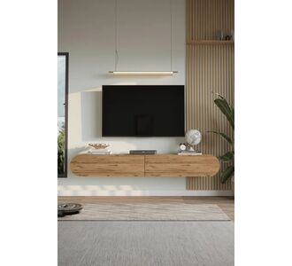Stewehome Οβάλ επιτοίχια μοντέρνα βάση τηλεόρασης με πόρτα ατλαντικού πεύκου 180x31x30 cm 978230 |  Έπιπλα τηλεόρασης στο espiti