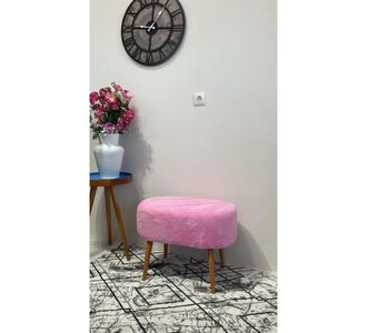 Stewehome Οβάλ πάγκος πουφ με ξύλινα πόδια και ευρύ χώρο καθίσματος 60x40x40 cm 144948 |  Πουφ στο espiti