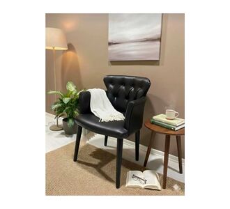 Stewehome πολυθρόνα από δέρμα με ξύλινα πόδια 60x60 cm 334741 |  Πολυθρόνες σαλονιού στο espiti