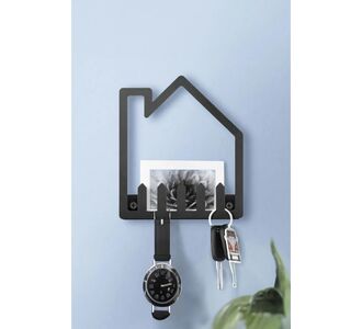 Stewehome Διακοσμητική μεταλλική κρεμάστρα τοίχου με ράφι και κλειδοθήκη 15x18x18 cm 249573 |  Καλόγεροι -Κρεμάστρες στο espiti