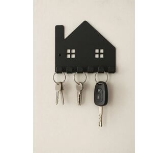 Stewehome Μεταλλική κρεμάστρα κλειδιών τοίχου με 6 γάντζους σε σχήμα σπιτιού Μαύρο 13x13 cm 127874 |  Καλόγεροι -Κρεμάστρες στο espiti