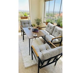 Stewehome Σετ καθιστικού με καναπέ δύο θέσεων καρέκλες και τραπέζι από MDF 100x60x15 cm 800291 |  Σετ τραπεζαρία κήπου στο espiti