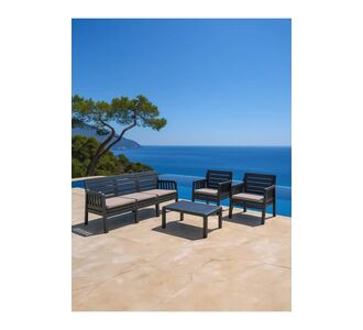 Stewehome Σετ επίπλων κήπου με 3θέσιο καναπέ 2 μονές καρέκλες και τραπεζάκι για μπαλκόνι βεράντα και κήπο από πλαστικό 78x58x79 cm 488926 |  Σετ τραπεζαρία κήπου στο espiti