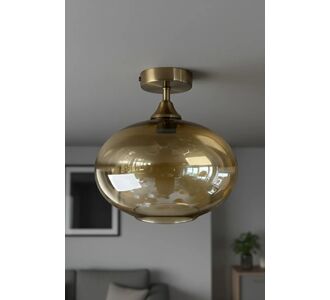 Stewehome Φωτιστικό οροφής με γυάλινο κυκλικό σκιάδιο σε ρουστίκ στυλ και πυραμιδοειδές σχήμα με μία λάμπα Μπεζ 559064 |  Οροφής στο espiti