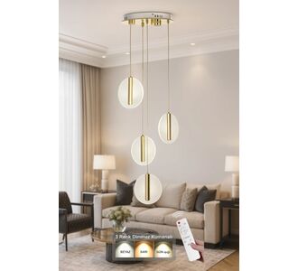 Stewehome Μοντέρνο πολυέλαιος με 4 λαμπτήρες led και ρύθμιση φωτεινότητας με τηλεχειριστήριο για σαλόνι από μέταλλο με χρυσή επιχρ 30x60x81 cm 954145 |  Οροφής στο espiti