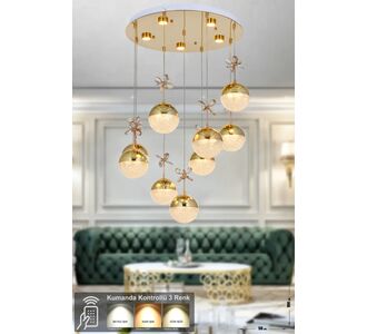 Stewehome Μοντέρνο πολυέλαιο με 9 λαμπτήρες LED και τηλεχειριστήριο για διάδρομο ή χολ 50x50 cm 961261 |  Οροφής στο espiti