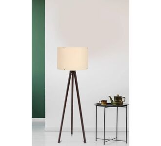Stewehome Λάμπα δαπέδου με τρίποδο πόδι από mdf και στρογγυλό καπέλο Μπεζ 753869 |  Δαπέδου στο espiti