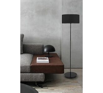 Stewehome Μεταλλική επιδαπέδια λάμπα με υφασμάτινο κυλινδρικό καπέλο Μαύρο 918307 |  Δαπέδου στο espiti