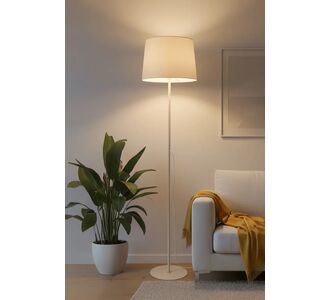 Stewehome μποέμ επιδαπέδιο φωτιστικό με μεταλλική βάση και υφασμάτινο κυλινδρικό καπέλο για σαλόνι και υπνοδωμάτιο 801802 |  Δαπέδου στο espiti