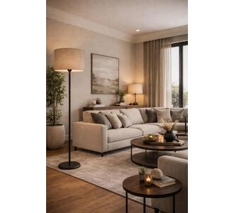 Stewehome Φωτιστικό δαπέδου με μαύρη βάση και κυλινδρικό καπέλο 889043 |  Δαπέδου στο espiti