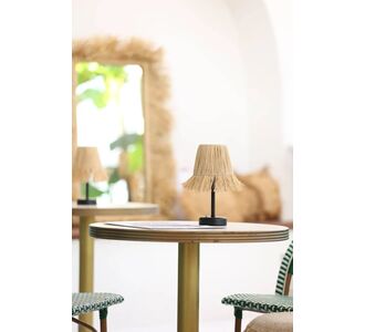 Stewehome Φωτιστικό επιτραπέζιο από ψάθα και ραφία με φούντες μαύρο 81653678 |  Επιτραπέζια στο espiti