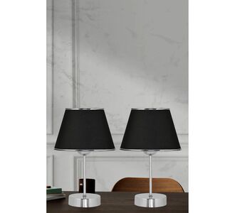 Stewehome Σετ 2 μεταλλικών επιτραπέζιων φωτιστικών για κομοδίνο με υφασμάτινο καπέλο (Ύψος: 31-45 cm | Χώρα προέλευσης: TR) 6741003 |  Επιτραπέζια στο espiti