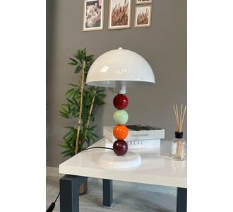 Stewehome Μοντέρνο μεταλλικό φωτιστικό γραφείου σε σχήμα μανιταριού με πολύχρωμες χάντρες Λευκό 43738680 |  Επιτραπέζια στο espiti