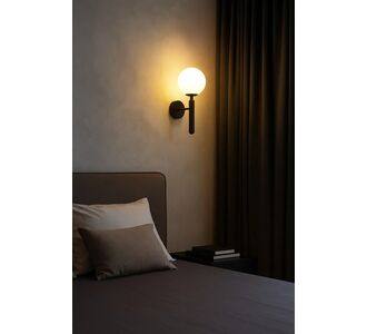 Stewehome μοντέρνο απλίκα τοίχου με οπαλίνα γυαλί και μεταλλικό μαύρο φινίρισμα 97761782 |  Απλίκες στο espiti
