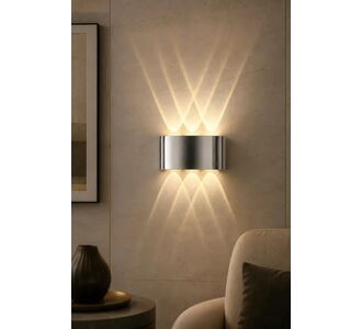 Stewehome ηλεκτρική led απλίκα τοίχου με διπλή κατεύθυνση φωτισμού σε μοντέρνο διακοσμητικό ασημί σχεδιασμό 35265899 |  Απλίκες στο espiti