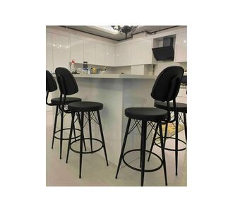 Stewehome Καρέκλα μπαρ από μέταλλο με δερμάτινη επένδυση για τραπέζια 100 έως 120 cm Μαύρο 94876832 |  Σκαμπώ μπαρ στο espiti