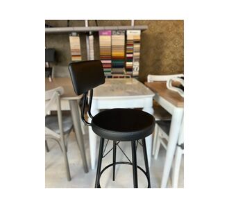 Stewehome Καρέκλα μπαρ με δερμάτινη επένδυση και μεταλλικό σκελετό για νησίδες και τραπέζια Μαύρο 98278208 |  Σκαμπώ μπαρ στο espiti