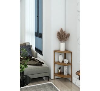 Stewehome Πολύχρηστο τρίγωνο τραπεζάκι από ατλαντικό πεύκο με 3 επίπεδα ράφια διακοσμητικό Καφέ 30x63x65 cm 33483315 |  Τραπεζάκια βοηθητικά στο espiti