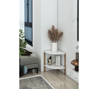 Stewehome Διώροφο τρίγωνο ράφι από ξύλο πολύπλευρο τραπεζάκι στήριξης γλαστρών διακοσμητικό ράφι Λευκό 30x30x58.5 cm 54746515 |  Τραπεζάκια βοηθητικά στο espiti