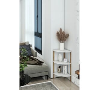 Stewehome Τρίστιβο τρίγωνο ξύλινο πολύ λειτουργικό τραπεζάκι διακοσμητικό ράφι Λευκό 30x63x65 cm 44202413 |  Τραπεζάκια βοηθητικά στο espiti