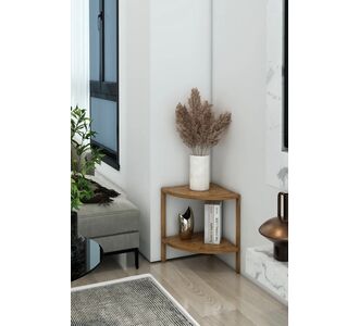 Stewehome Πολυλειτουργικό τρίγωνο ατλαντικό τραπεζάκι από ξύλο πεύκου με 2 επίπεδα ράφια διακοσμητικό Καφέ 30x40x39 cm 8411930 |  Τραπεζάκια βοηθητικά στο espiti