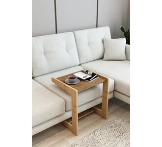 Stewehome Τραπέζι σερβιρίσματος πλευρικό για καναπέ με σχήμα C από mdf Καφέ 45x40 cm 51607568 |  Τραπεζάκια βοηθητικά στο espiti