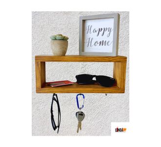 Stewehome Διακοσμητική κρεμάστρα κλειδιών και ράφι τοίχου από φυσικό ξύλο πεύκου σκανδιναβικού ρετρό στιλ Καφέ 30x9x9 cm 42238278 |  Ραφιέρες τοίχου στο espiti