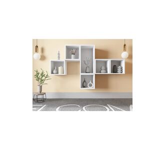 Stewehome Ασύμμετρη και πολυλειτουργική ραφιέρα τοίχου με ράφια για σαλόνι και βιβλιοθήκη Λευκό 169x30x30 cm 18988939 |  Ραφιέρες τοίχου στο espiti
