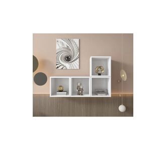 Stewehome Ασύμμετρο διακοσμητικό σετ 4 τετραγωνικών μονάδων με 1 επάνω μονάδα ράφι τοίχου Λευκό 101x30x30 cm 6957719 |  Ραφιέρες τοίχου στο espiti