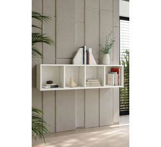 Stewehome Μοντέρνα ραφιέρα τοίχου με 4 ανοιχτά ράφια για βιβλία και διακόσμηση Λευκό 129x30x30 cm 1645701 |  Ραφιέρες τοίχου στο espiti