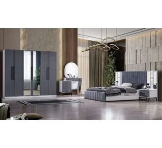 Stewehome Σετ υπνοδωματίου μοντέρνο από mdf με ντουλάπα κρεβάτι με βάση κομοδίνο και συρταριέρα Ανθρακί 242x54x217 cm 14012475 |  Σέτ Κρεβατοκάμαρας στο espiti