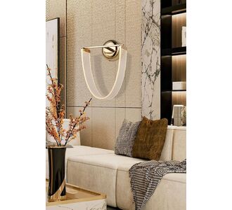 Stewehome Χρυσό LED Επιτοίχιο Απλίκ με Mika Καμπύλη Λωρίδα 20x30 cm 986392 |  Απλίκες στο espiti