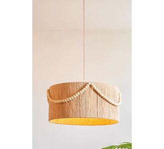 Stewehome Ρουστίκ Boho Κρεμαστό Φωτιστικό με Χάντρες Ψάθινο Μπεζ 35x60 cm 799316 |  Οροφής στο espiti