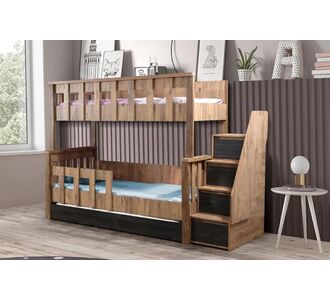 Stewehome Κουκέτα με προφίλ MDF και διαχωριζόμενη κουκέτα από καρυδιά 51604840 |  Παιδικά έπιπλα στο espiti