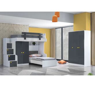 Stewehome Κουκέτα κρεβάτι με ντουλάπα δύο πορτών και ντουλάπα τριών πορτών 64414426 |  Παιδικά έπιπλα στο espiti