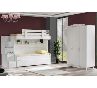 Stewehome Κουκέτα με μελαμίνη MDF και ντουλάπα με 3 πόρτες 6952355 |  Παιδικά έπιπλα στο espiti