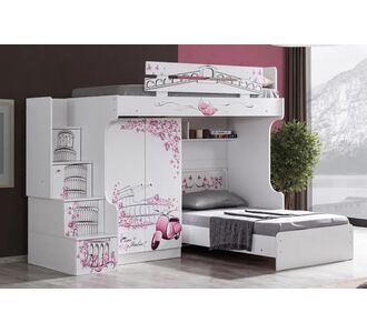 Stewehome Κρεβάτι κουκέτα με 2 πόρτες ντουλάπα 41176355 |  Παιδικά έπιπλα στο espiti