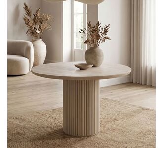Τραπέζι Hazar Megapap Mdf χρώμα travertine - sandstone Ø100,5x76εκ. |  Τραπέζια στο espiti