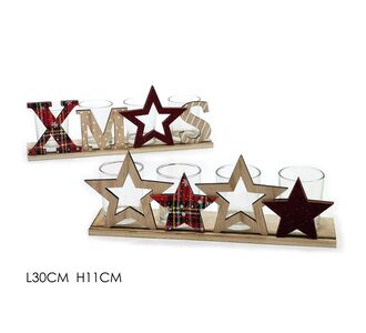 Κηροπήγιο 4 Θέσεων 'XMAS' Φυσικό Ξύλο/Γυαλί 30x11cm Σε 2 Σχέδια 06510844 ArteLibre |  Χριστουγεννιάτικα Διακοσμητικά στο espiti