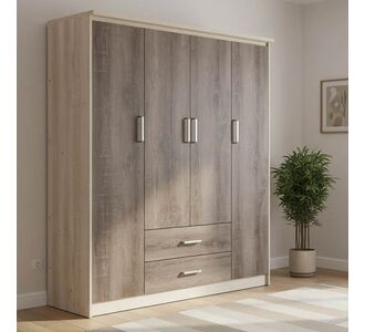 Ντουλάπα ρούχων τετράφυλλη OLYMPUS pakoworld χρώμα castillo-toro 159x57x183εκ |  Ντουλάπες ρούχων στο espiti