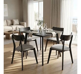 Tραπεζαρία Benson - Toto pakoworld σετ 5τμχ rustic grey - ύφασμα grey 80x80x75εκ |  Σετ τραπεζαρίες στο espiti