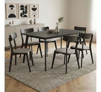 Tραπεζαρία Benson - Toto pakoworld σετ 7τμχ rustic grey - ύφασμα γκρι 150x90x75εκ |  Σετ τραπεζαρίες στο espiti