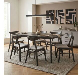 Tραπεζαρία Benson - Orlean pakoworld σετ 7τμχ rustic grey - ύφασμα γκρι 150x90x75εκ |  Σετ τραπεζαρίες στο espiti