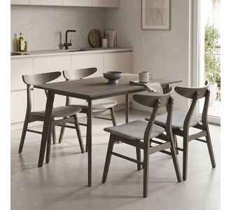 Tραπεζαρία Benson - Orlean pakoworld σετ 5τμχ rustic grey-ύφασμα γκρι 120x75x75εκ |  Σετ τραπεζαρίες στο espiti