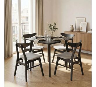 Tραπεζαρία Benson - Orlean pakoworld σετ 5τμχ rustic grey - ύφασμα γκρι 80x80x75εκ |  Σετ τραπεζαρίες στο espiti