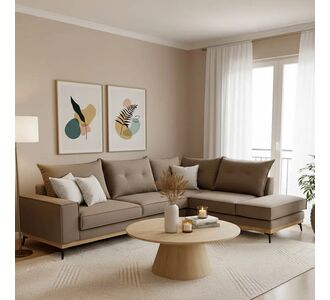 Γωνιακός καναπές αριστερή γωνία Luxury II pakoworld ύφασμα mocha-cream 290x235x95εκ |  Καναπέδες γωνιακοί στο espiti