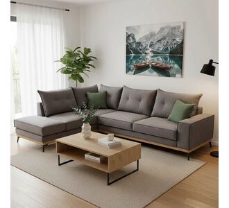 Γωνιακός καναπές δεξιά γωνία Luxury II pakoworld ύφασμα ανθρακί-κυπαρισσί 290x235x95εκ |  Καναπέδες γωνιακοί στο espiti