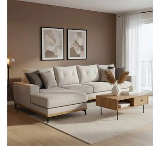 Γωνιακός καναπές δεξιά γωνία Luxury II pakoworld ύφασμα cream-mocha 290x235x95εκ |  Καναπέδες γωνιακοί στο espiti