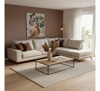 Γωνιακός καναπές αριστερή γωνία Luxury II pakoworld ύφασμα cream-mocha 290x235x95εκ |  Καναπέδες γωνιακοί στο espiti